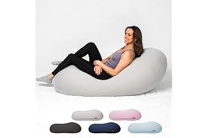 MOONPOD The Moon Pod Bean Bag Chair - Large, Modern Beanbag for Adults, Kids and Teens. Washable Stretch Cover Filled with Thousands of High Density Micro-Beads (Light Gray).
