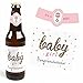 Hello Little One - Pink and Gold - Girl Baby Shower Decorations for Women and Men - 6 Beer Bottle Label Stickers and 1 Carrier