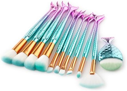 Smilart 11pcs New Unicorn Mermaid Glitter Makeup Contour Powder Brushes Set Cosmetic Tool