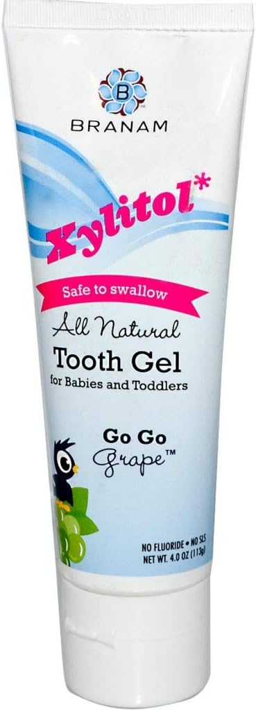 Branam Oral Health Xylitol Tooth Gel for Babies & Toddlers, Go Go Grape, 4 oz (Pack of 3)