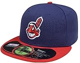 MLB Cleveland Indians Authentic On Field Game 59FIFTY Cap , Navy/Red Bill, 7 3/8
