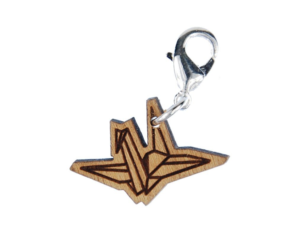 Miniblings Crane Charm Pendant Zipper Pull Senbazuru Bird Origami Wood S