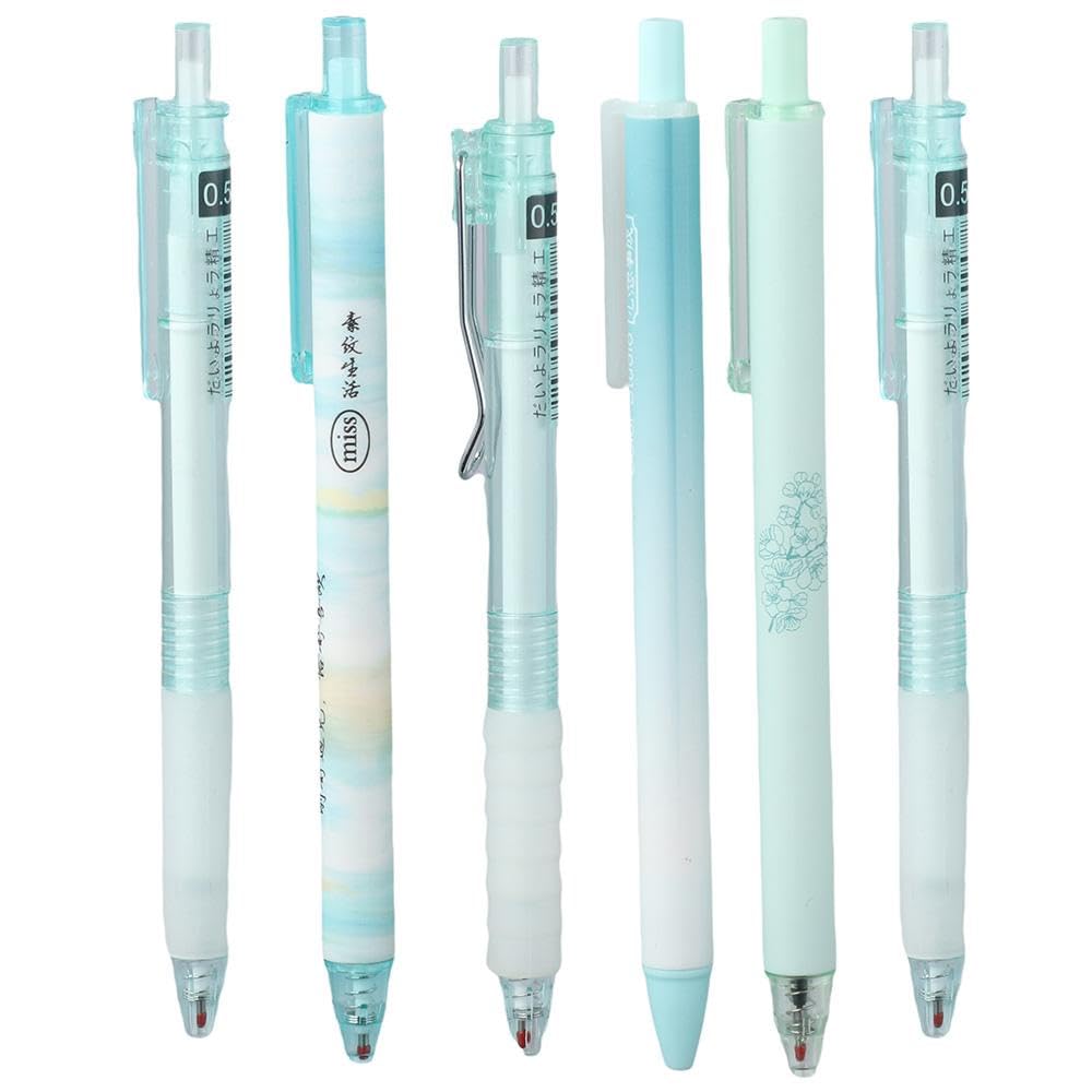 Risedot 6Pcs Cat Model Pens, Blue Portable Plastic Cartoon Animals Gel Pen, Creative Ink Black Cat Gel Pen Office