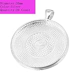 AKOAK 20 Pieces 35mm Diameter Shimmering Silver Round Pendant Trays Pendant Blanks Cameo Bezel Cabochon Settings for Photo Charm or Cabochon