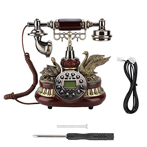 Mugast IDS-8675D Retro Wired Telephone,Corded Antique Vintage Style Desk Landline Phone with FSK/DTMF Dual System and Caller ID for Home Office Hotel Decoration