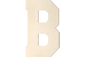 HOMENTHUS Wooden Letters 12 Inch, Large Wooden Letter B Shape Cutout Big Unfinished Vintage Sports Varsity Style Wood Alphabet Letters for Wall Decor Nursery Name Painting Crafts Party Room Home Decoration
