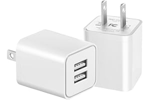USB Charger Block, 2 Pack Dual Port USB Wall Plug 2.1A Power Adapter Charging Block for Phone 14 13 12 11 Pro Max SE XS XR X 