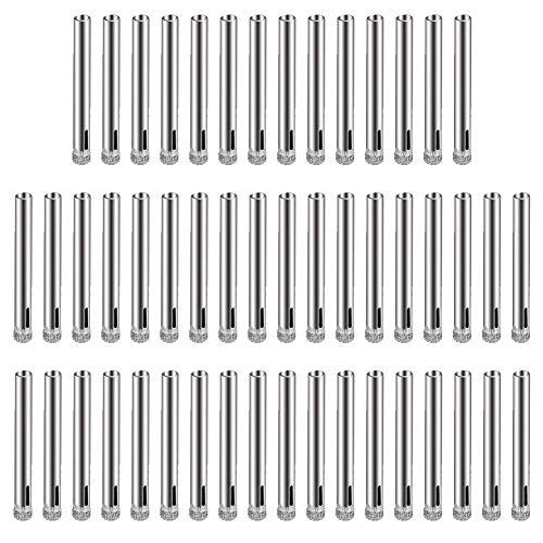 50Pcs Diamond Coated Drill Bit Set, 6 mm Diamond Tipped Tile Marble Glass Hole Saw for Tile, Glass, Kitchen Ceramics, Porcelain, Cermic Tile, Marble