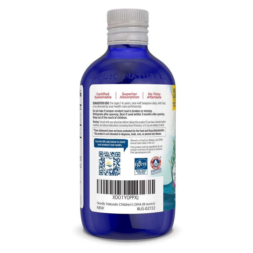 Nordic Naturals Children’s DHA, Orange - 8 oz for Kids - 530 mg Omega-3 with EPA & DHA - Brain Development & Function - Non-GMO - 96 Servings