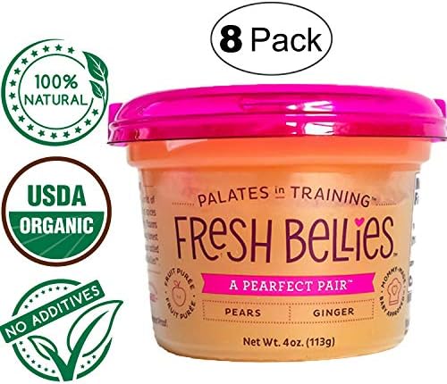 Fresh Bellies Vegan Baby Food for Kids and Toddlers, No Added Sugars, 100% Organic, Gluten Free, Paleo Friendly, 7 Ingredients or Less, Non GMO (4 oz. cups, 8 Pack) - A Pearfect Pair