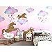 [2 PCS] Unicorn Wall Decals, Romantic Unicorn Wall Stickers Girls Bedroom, Unicorn Wall Stickers Decorations, Wall Decor with Clouds