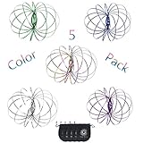5 pack Magic Spring Arm Flow Rings, 3D Kinetic Sculpture Bracelet made of 304 Stainless Steel, Sensory Interactive Fidget Toy for kids party favors and adults