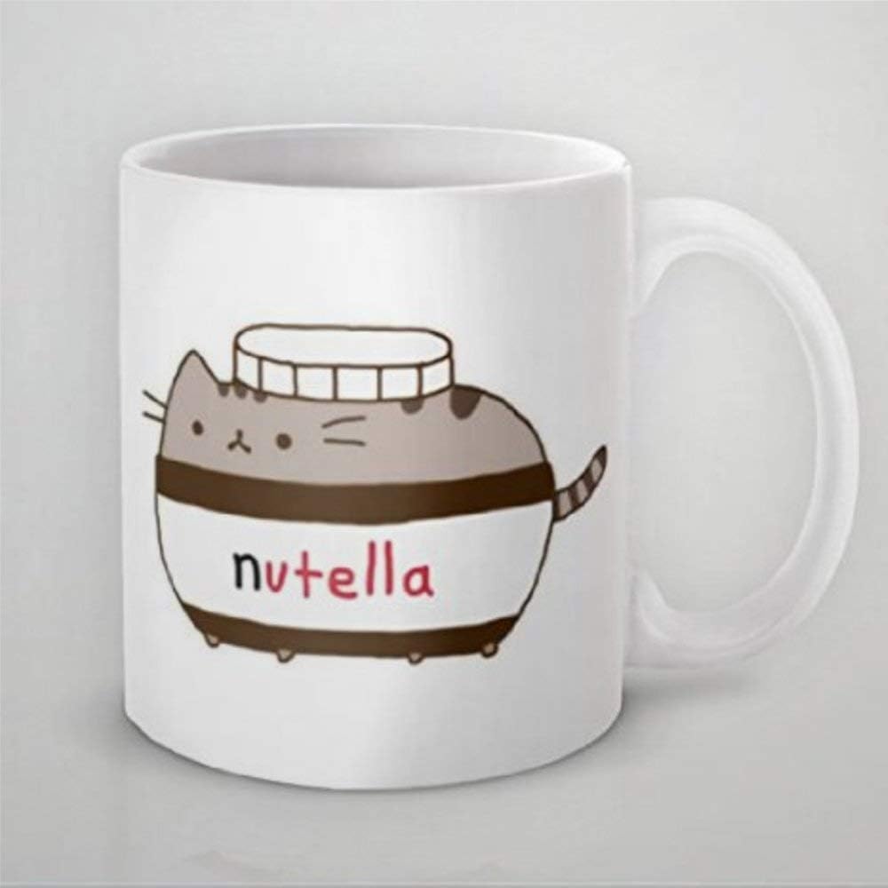 Taza de café con diseño de gato Nutella de 11 oz de cerámica taza de