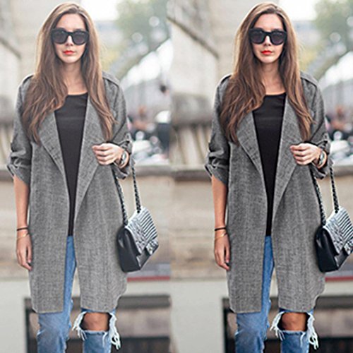Sumen Womens Long Cloak Jackets Loose Overcoat Pluse Size Cardigan (XXXL, Gray) - Thumbnail 6