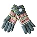 YAN & LEI Women's Snowflakes and Cats Knitted Winter Gloves with Roll Up Cuffs Design Color Grey