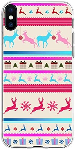 TPU Case for iPhone Xs & MUQR Flexible Gel Silicone Slim Drop Proof Protection Cover Compatible for iPhone Xs(10S) & X(10) & Christmas Pink Christmas Rudolph Christmas Theme Cute Design Scene Gift