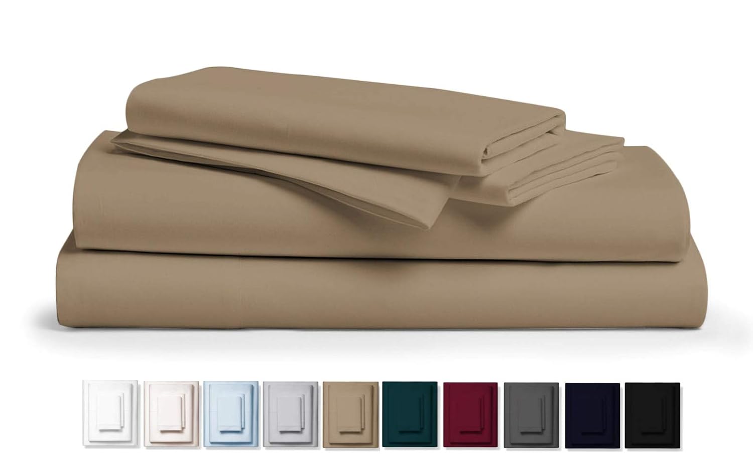 True 800 Thread Count 100% Pure Egyptian Cotton Bed Sheets, 4-Pc Cal King TAUPE Sheet Set, Single Ply Long-Staple Combed Cotton Yarns, Best Sateen Weave, Fits Mattress Upto 17'' Deep Pocket