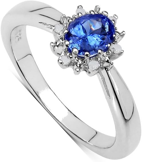 The Diamond and Wedding Ring Bargain CentreThe Tanzanite Ring Collection: Beautiful Sterling Silver Oval Tanzanite & Diamond Cluster Engagement Ring, Mother's Day, Size H,I,J,K,L,M,N,O,P,Q,R,S,T,U,V,W,X
