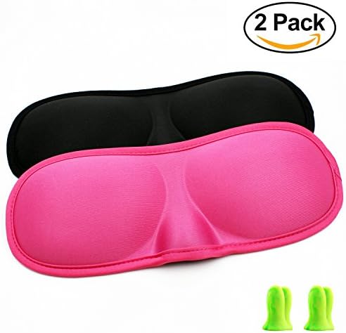 3D Sleep Masks with Ear Plugs - [2 Packs] Light Blocking Blindfold Cover Sleeping Mask Eyeshades Blinder, Travel Eye Mask with 4 Soft Ear Plugs, Lightweight Comfortable - Have A Nice Dream