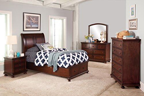 Jensen Youth 5 Piece Twin Storage Bedroom Set with Chest in Cherry Brown