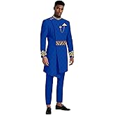 OAQAO African Clothing for Men Embroidery Designed Jacket Pants Set African Wedding Outfits Evening Dress