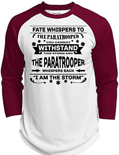 Fate Whispers To The Paratrooper T Shirt, You Cannot Withstand This Storm T Shirt, Favorite T Shirt Baseball Jersey (XXL,White/Maroon)