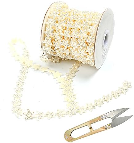 Pearl Garland Roll of Beads Pearl String of Pearls Bead Chain Beaded Wire Pearl Strands Bead Roll for Decorating Crafts Wedding Party Supplies, Flower by Domestar