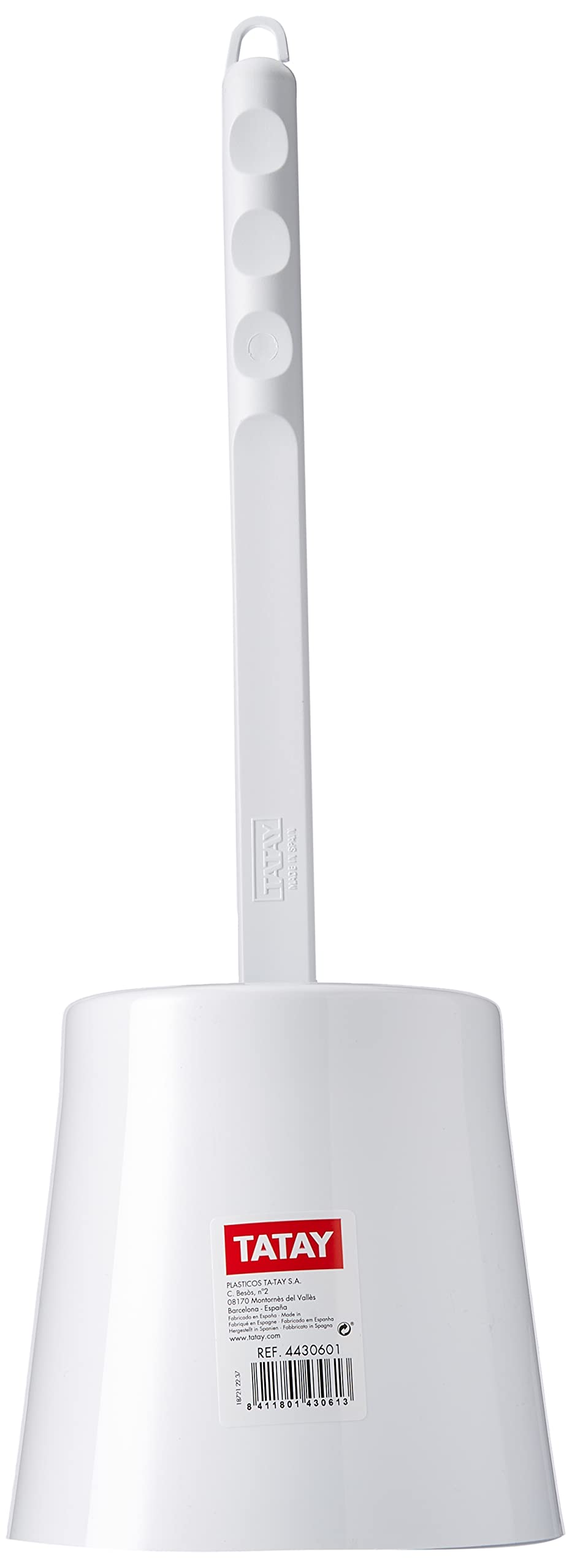 TATAY Toilet Brush | Durable Materials | Modern Design | Fixed and Long-Lasting Brush for Proper Hygiene | Multiple Color Options | Made in Spain | 12 x 12 x 38 cm – White