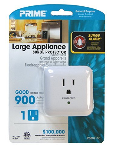 Prime PB802105 1 Outlet 900 Joule Surge Tap, End of Service Alarm, White