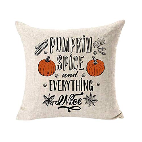 Winsummer Set of 4 Autumn Thanksgiving Pillow Covers Fall Pumpkin Harvest Decorative Pillowcases Halloween Pillow Case Cotton Linen Farmhouse Decor Throw Cushion Covers for Car Sofa Bed Couch - Thumbnail 4