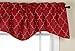 Stylemaster Hudson Embroidered Lined Scalloped Valance with Cording, Crimson, 52 by 17-Inch