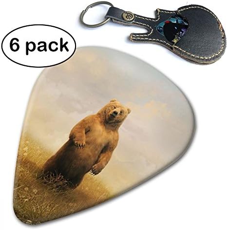 JAWANNA Bear Guitar Picks, 351 Shape Classic Picks (6 Pack) Celluloid Unique And Stylish Design, For Guitar Bass Includes Thin, Medium & Heavy Gauges