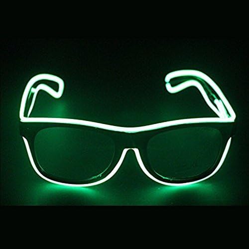 Bandzqq EL Wire Glasses Led DJ Bright Light Safety Light Up Multi-color Shutter Frame Costumes LED Flashing Glasses (Lemon Green)