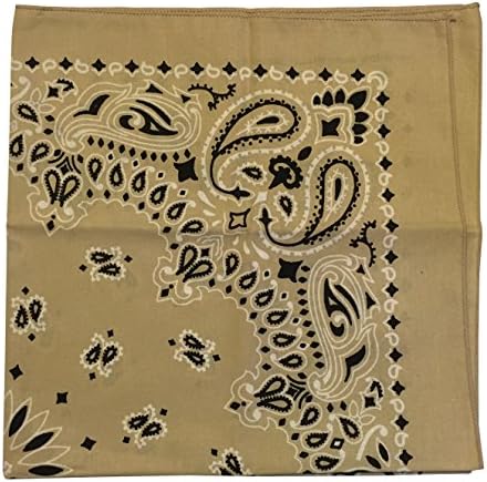Essma ClothingUSA Made Military Army Trainmen Paisley 22" X 22" Bandanas Dozen (12 Pcs) (Khaki)