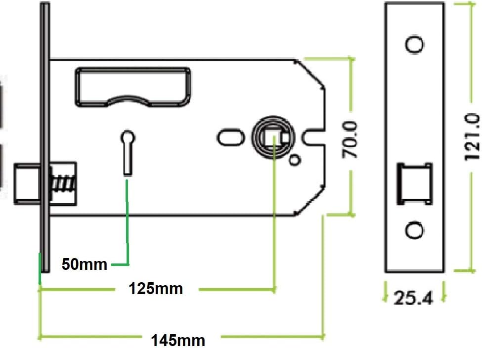 Infinity Decor 6inch, 150mm 3 Lever Horizontal Mortice Bathroom Door Lock in Polished Chrome Finish - Replaces Union 2077 - Image 3