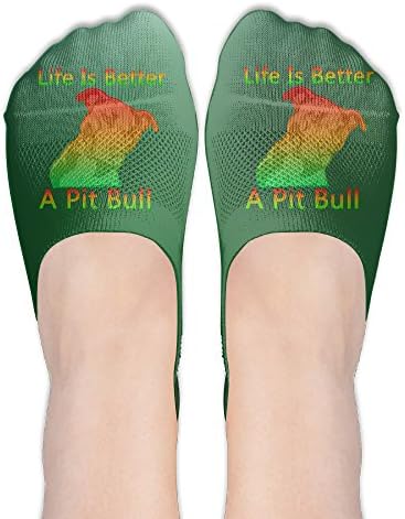 Life Is Better With A Pitbull Reggae Women's Thin Casual No Show Socks Non Slip Flat Boat Line