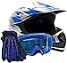 Youth Kids Offroad Gear Combo Helmet Gloves Goggles DOT Motocross ATV Dirt Bike MX Motorcycle Blue - XL