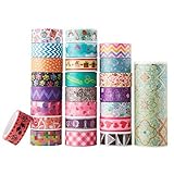 MOEUP Pack of 25 Rolls Washi Masking Tapes Adhesive Collection DIY Decorative Scrapbooking (25pcs / set)
