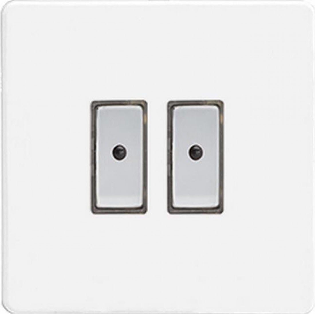Varilight JDQE102S LED Premium White V-PRO ECLIQUE2 Screwless 2 x 100W Remote Control & Touch LightScene Master Dimmer
