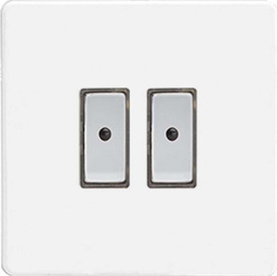 Varilight JDQE102S LED Premium White V-PRO ECLIQUE2 Screwless 2 x 100W Remote Control & Touch LightScene Master Dimmer