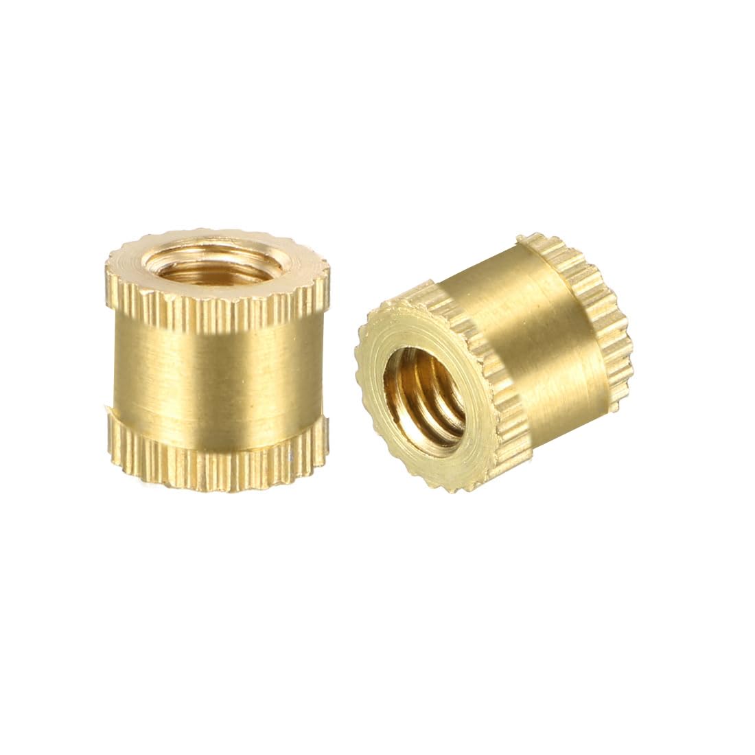 sourcing map Knurled Insert Nuts - 200Pcs M4 x 6mm Length x 6.4mm OD Female Thread Brass Threaded Insert Embedment Nut for 3D Printer