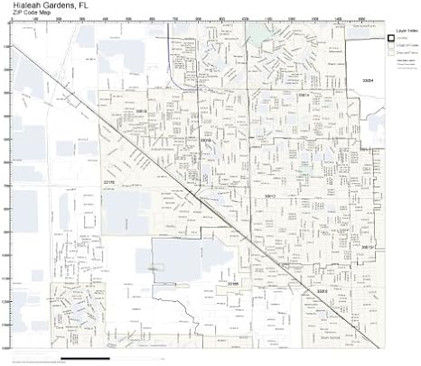 Amazon.com: ZIP Code Wall Map of Hialeah Gardens, FL ZIP Code Map
