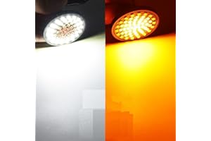 HONLEEX 2" 1157 Turn Signal LED Bulb Kit-Outer Ring White and Inter Ring Amber Dual Color BAY15D 2357 2057 7528 LED Lamp for 