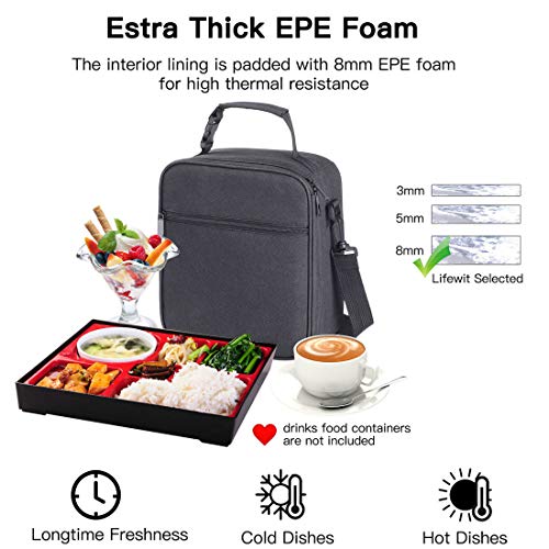Insulated Lunch Bag Lunch Boxes Lunch Tote for Men Woman Teen Kids Adult School Office Meal Prep Bag Lunch Pail 2 Way Zipper with Front Side Pocket Wide Handle Shoulder Strap Bento Bag Cooler Bag - Thumbnail 2