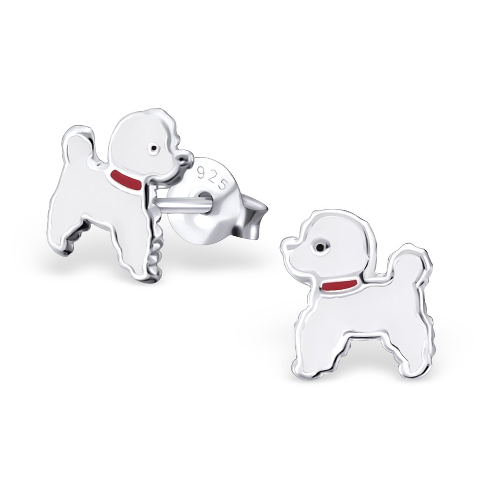 925 Sterling Silver Poodle Dog Stud Earrings for Women & Girls – Cute Pet Lover Jewellery Gift Boxed