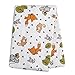Friendly Forest Deluxe Flannel Swaddle Blanket - Forest Animals Scatter Print Cotton Flannel, Orange, Green, Tan, Gray and White, 48 in x 48 in