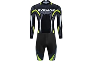 SUDU SUDO Men's Cycling Jersey Set Skinsuit One Piece Bike Shirts Triathlon Suit Bicycle Shorts with Gel Padded