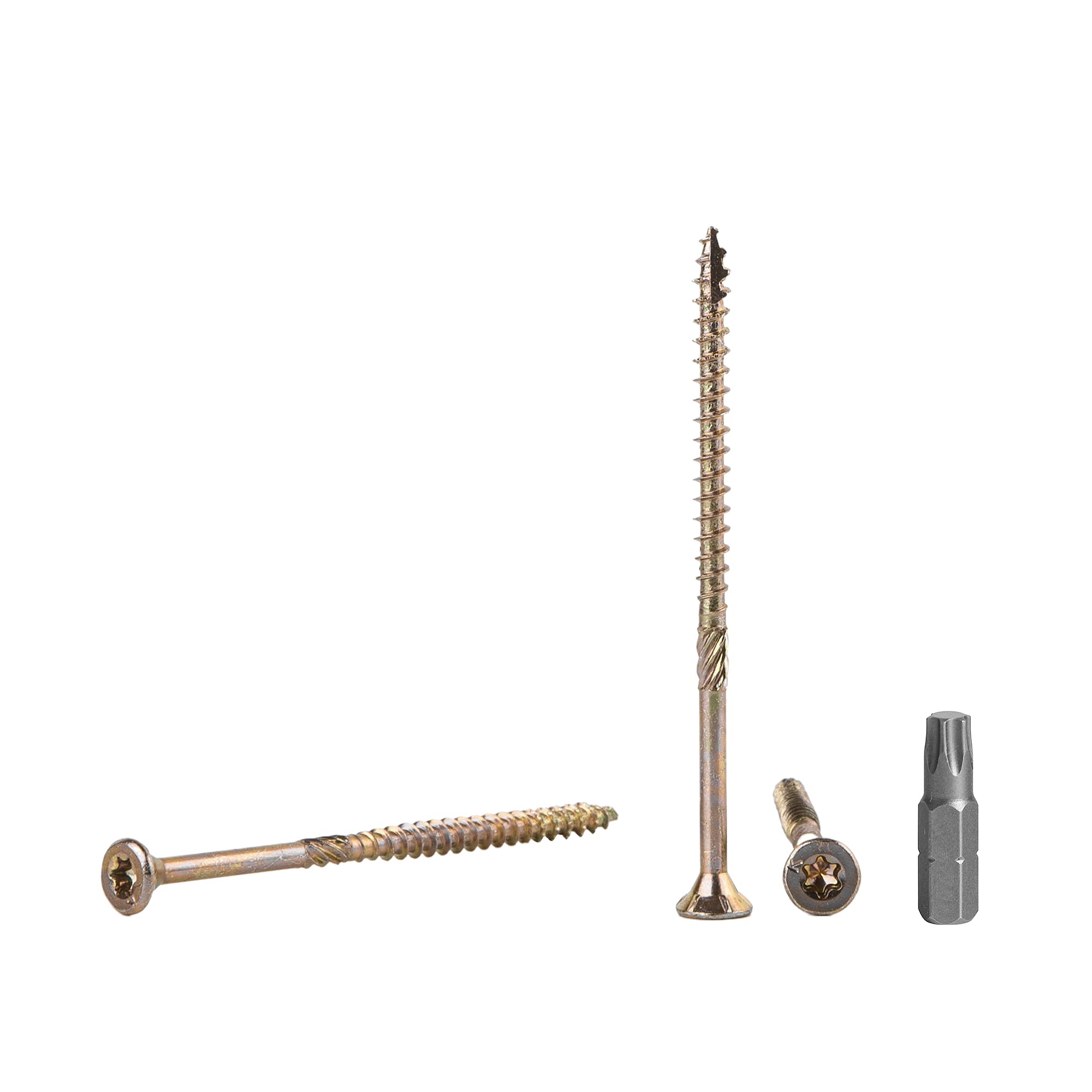 (Pack of 60 pcs) Yellow Zinc Plated Steel 6.0 x 80 mm Wood Screws, Torx Head, Type 17, Countersunk Head, Chipboard Screws (60, 6.0 x 80 mm)