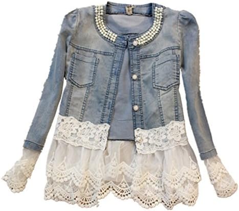 jean jacket with lace sleeves