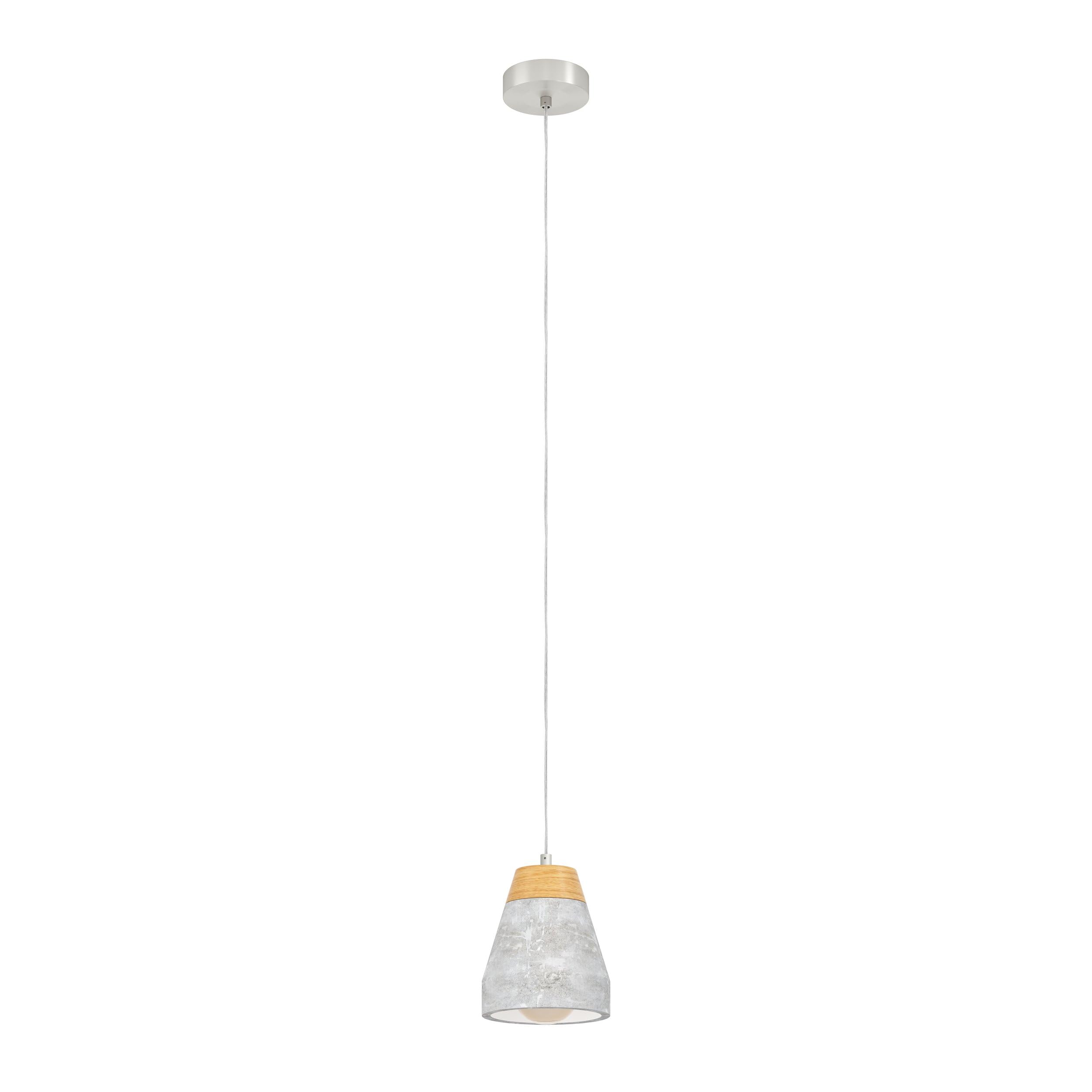 Eglo Pendant Lighting Tarega, Ceiling Light Fitting Made of Steel, Wood and Concrete, Grey and Brown Hanging lamp for Dining and Living Room, E27 Socket, Ø 6 inches